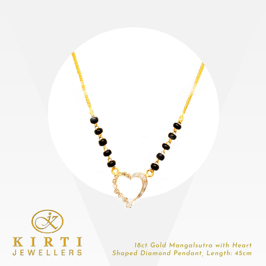 18ct Gold Mangalsutra with heart shaped diamond pendant