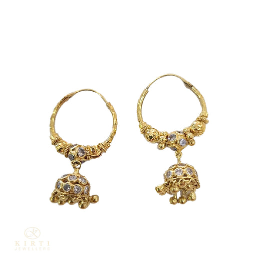 9ct Gold Hoops with Bell Jumkha