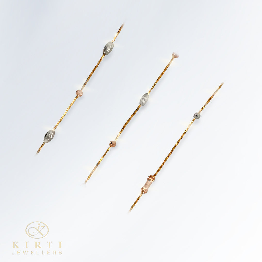 Tri Coloured 22ct Gold Bracelets