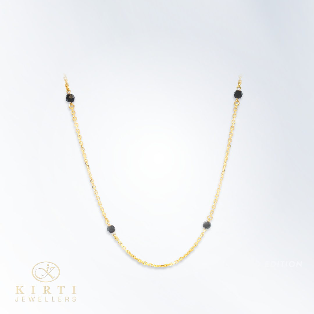 9ct Gold Mangalsutra with Black Beads