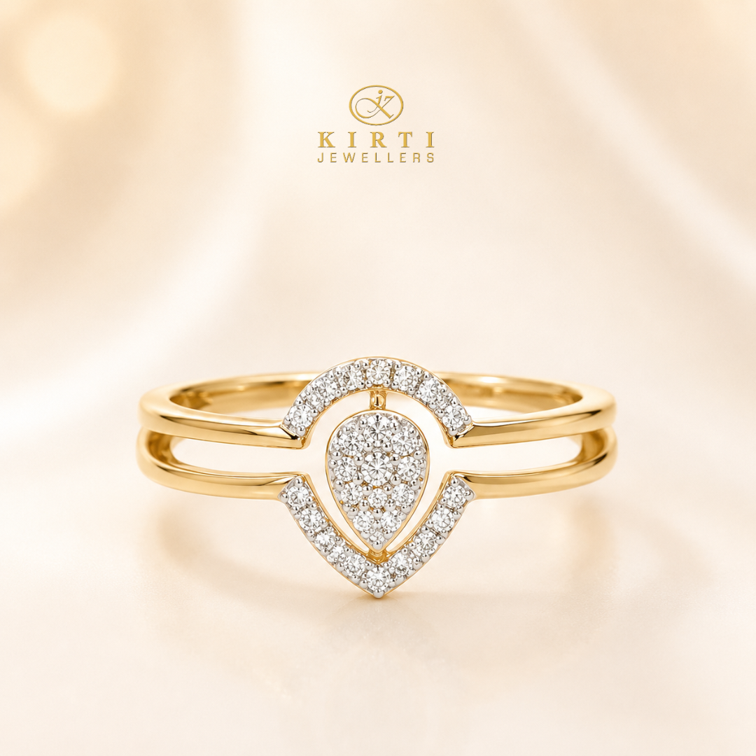 9ct Yellow Gold Pear-Shaped Natural Diamond Ring